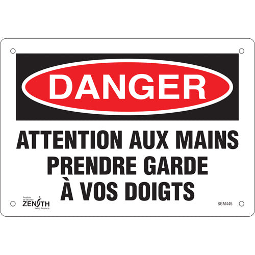 "Watch Your Fingers" sign — French safety sign for machines