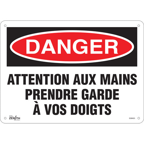 "Watch Your Fingers" sign — French safety sign for machines