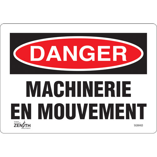 "Machinery in Motion" sign - French, industrial safety sign