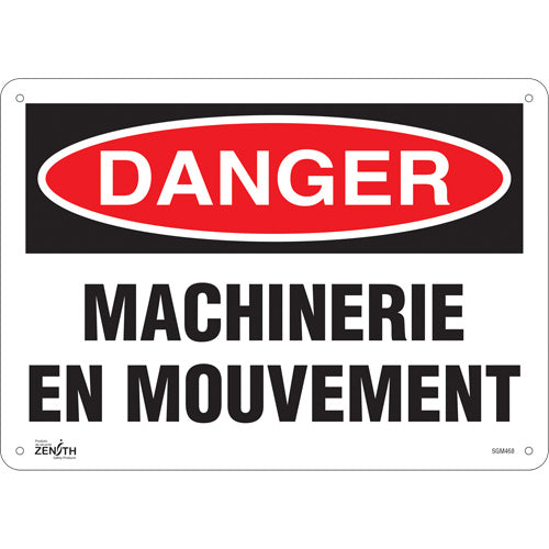 "Machinery in Motion" sign - French, industrial safety sign