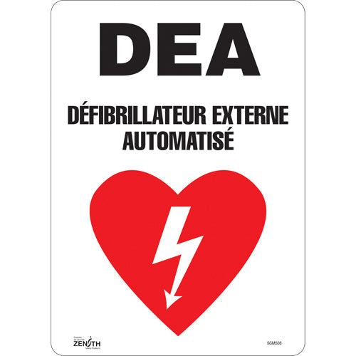 Enseigne «DEA», Français avec pictogramme — disponibles en plusieurs matériaux et tailles