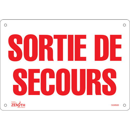 Enseigne «Sortie De Secours» — Panneau d'indication de sécurité en français