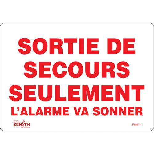 Enseigne «Sortie De Secours» - signalisation de sécurité en français pour bâtiments