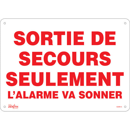 Enseigne «Sortie De Secours» - signalisation de sécurité en français pour bâtiments