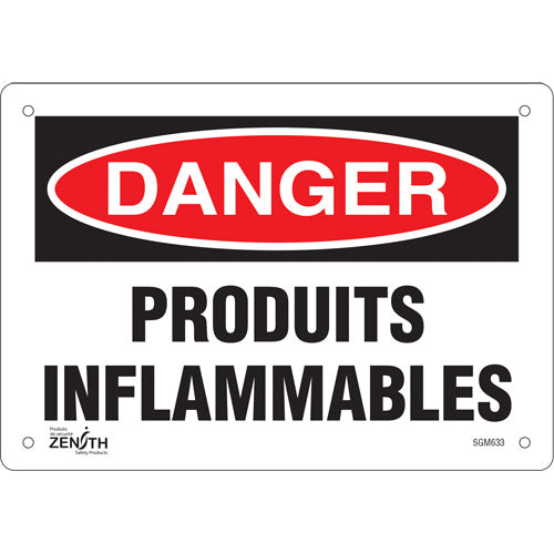 Enseigne «Produits Inflammables» - panneau de sécurité en plusieurs formats