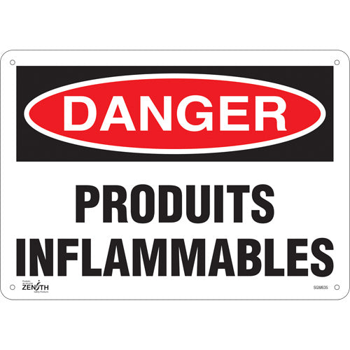 Enseigne «Produits Inflammables» - panneau de sécurité en plusieurs formats