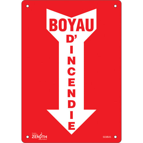 Enseigne flèche «Boyau D'Incendie» Français pictogramme - Signalisation incendie