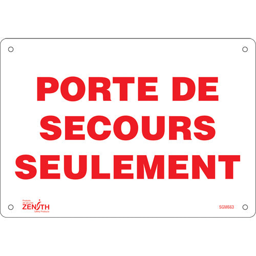 Enseigne «Porte De Secours», Français — Panneau de signalisation de sécurité