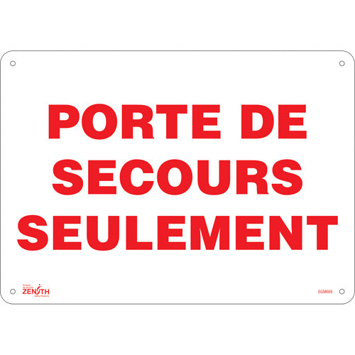 Enseigne «Porte De Secours», Français — Panneau de signalisation de sécurité