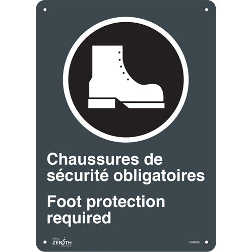 CSA compliant sign Safety Shoes / Foot Protection, bilingual with pictogram