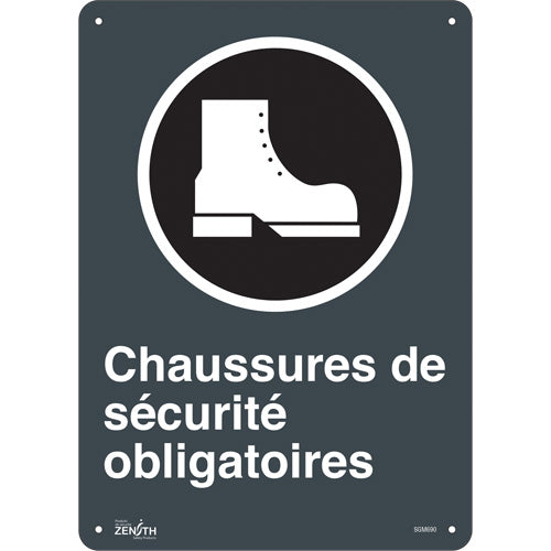 “Mandatory Safety Shoes” sign — French with CSA-compliant pictogram