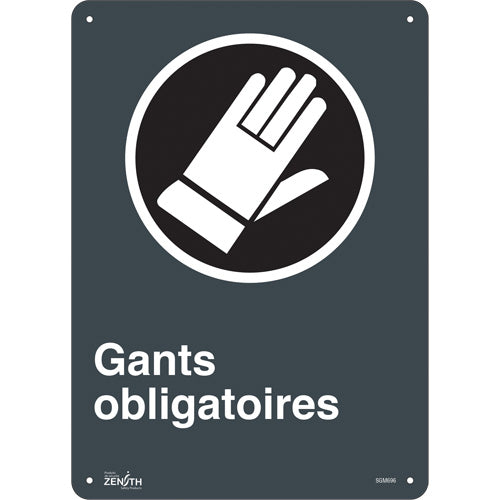"Gloves Required" sign 14" x 10" French with pictogram made from sustainable materials