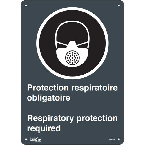 Enseigne «Protection Respiratoire Respiratory Protection», Bilingue avec pictogramme