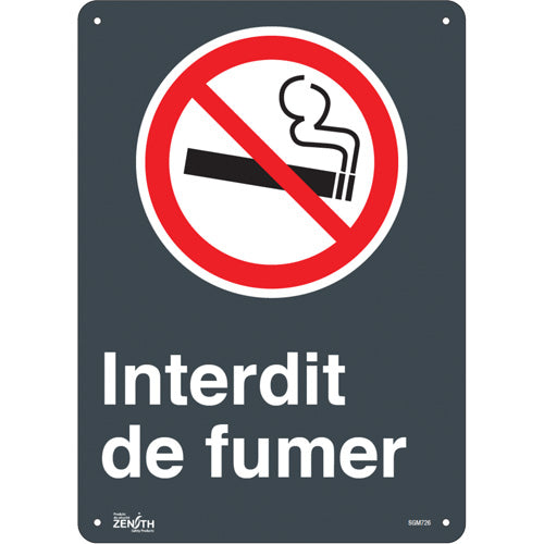"No Smoking" sign in French with pictogram, traffic sign