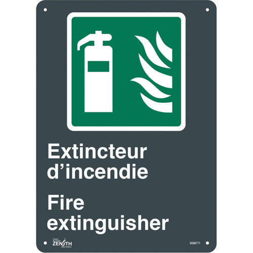 Enseigne «Extincteur D'Incendie/Fire Extinguisher», Bilingue avec pictogramme