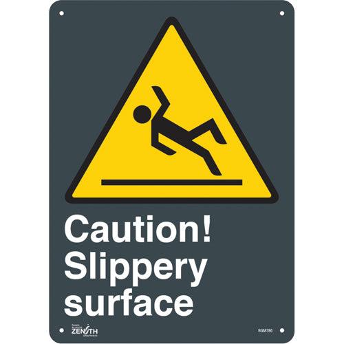 Enseigne «Slippery Surface», 14" x 10", Anglais avec pictogramme de signalisation