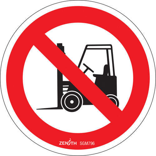 Enseigne de sécurité conforme à la CSA - No Forklifts, pictogramme chariot élévateur