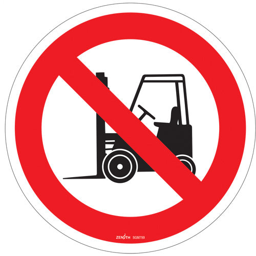 Enseigne de sécurité conforme à la CSA - No Forklifts, pictogramme chariot élévateur