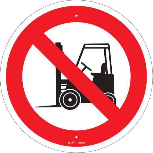 Enseigne de sécurité conforme à la CSA - No Forklifts, pictogramme chariot élévateur
