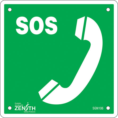 Enseigne de sécurité conforme à la CSA - Emergency Telephone, Bilingue avec pictogramme