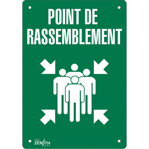 Enseigne «Point de rassemblement», Français avec pictogramme, signalisation de sécurité