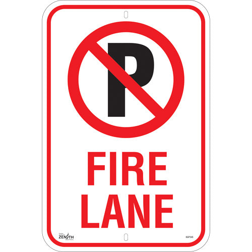 No Parking Sign "Fire Lane", 18" x 12", Aluminum, English with pictogram - SGP345