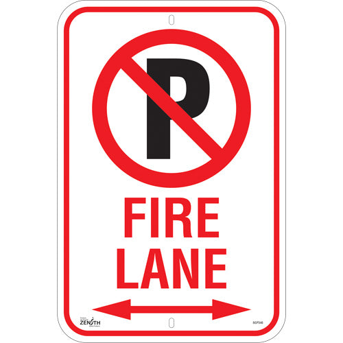 No Parking Sign "Fire Lane", 18" x 12", Aluminum, English with pictogram - SGP346