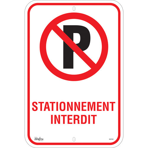 Enseigne «Stationnement Interdit», 18" x 12", Aluminium, Français avec pictogramme - SGP350