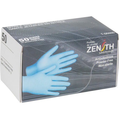 Gants jetables en paquets pour distributeur, Nitrile, 4,5 mils, Sans poudre, Bleu