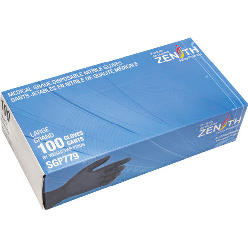 Gants jetables de calibre médical résistants à la perforation en nitrile sans poudre, 5 mils, Classe 2