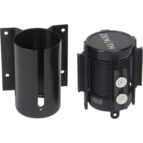 Barrière à fixation murale avec ruban magnétique, Acier, Fixation par vis, 7', Ruban Noir - SGQ994