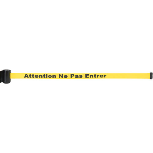 Barrière à fixation murale avec ruban magnétique, Acier, Fixation par vis, 7', Ruban Jaune - SGQ996