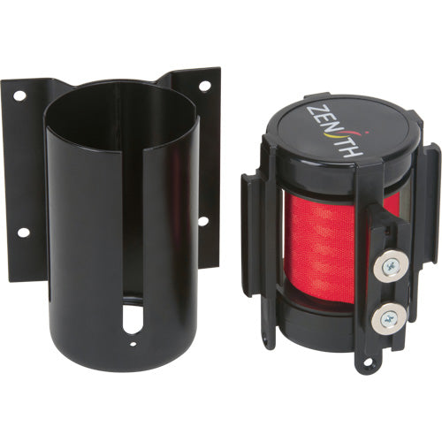 Barrière à fixation murale avec ruban magnétique, Acier, Fixation par vis, 7', Ruban Rouge - SGR001