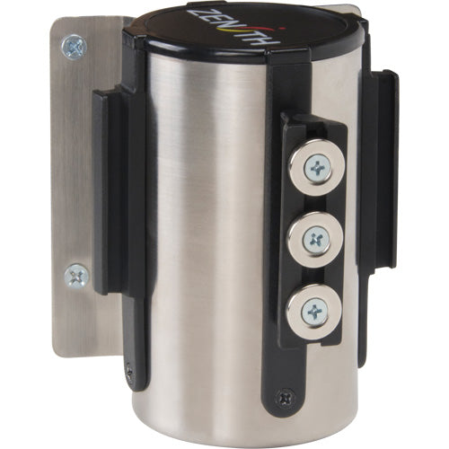 Barrière à fixation murale avec ruban magnétique, Acier, Fixation par vis, 12', Ruban Noir - SGR022
