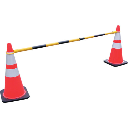 Retractable Traffic Cone Bar, 7'2" Extended Length, Black/Yellow - SGS309