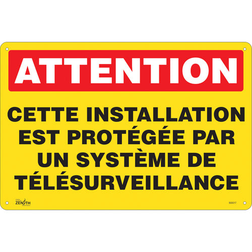 "Remote Monitoring System" Sign, 12" x 18", Plastic, French - SGS317