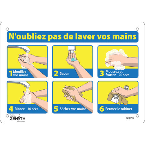 "Don't forget to wash your hands" sign — French with pictogram for public places