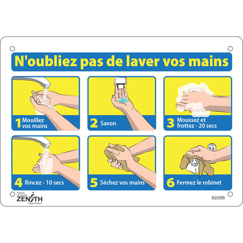 "Don't forget to wash your hands" sign — French with pictogram for public places