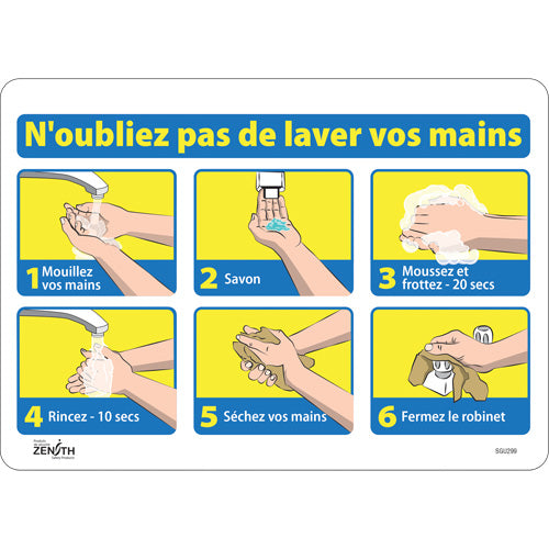 "Don't forget to wash your hands" sign — French with pictogram for public places