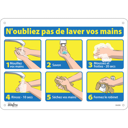 "Don't forget to wash your hands" sign — French with pictogram for public places