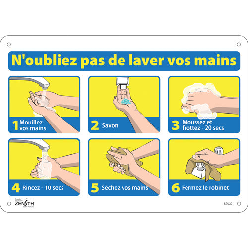 "Don't forget to wash your hands" sign — French with pictogram for public places