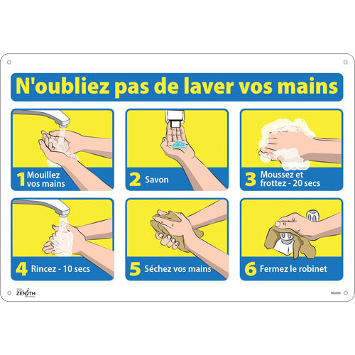 "Don't forget to wash your hands" sign — French with pictogram for public places