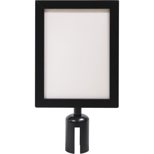 Crowd Control Barrier Post Sign Frame, Black - SGU789