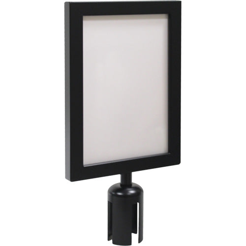 Crowd Control Barrier Post Sign Frame, Black - SGU789