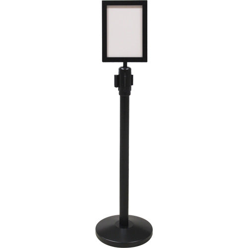 Crowd Control Barrier Post Sign Frame, Black - SGU789