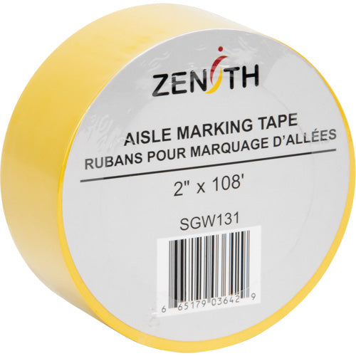 Aisle Marking Tape, 2" x 108', PVC, Yellow - SGW131