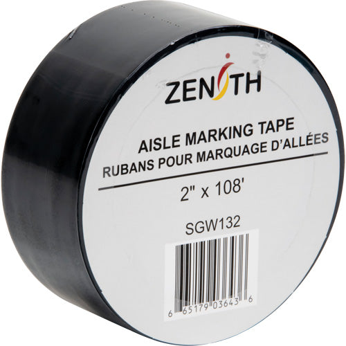 Aisle Marking Tape, 2" x 108', PVC, Black - SGW132