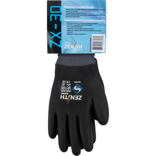 ZX-30° Premium Coated Gloves with PVC Foam Coating, 15 Gauge, Nylon Shell
