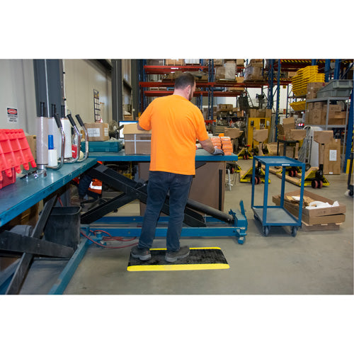 Tapis antifatigue, Losange, 1-2/3' x 3-1/4' x 3/4", Noir/Jaune, Polyuréthane - SGW898