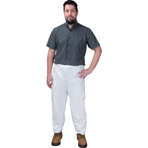 Pantalon jetable microporeux blanc, tailles variées, protection légère et respirante